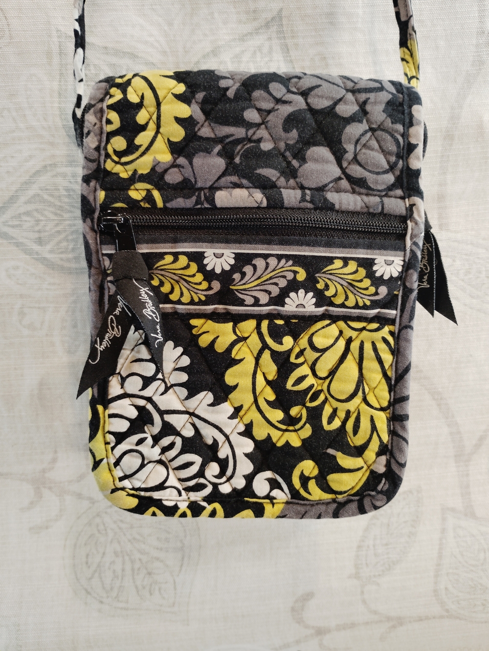 Vera Bradley Yellow Black Quilted Crossbody Bag